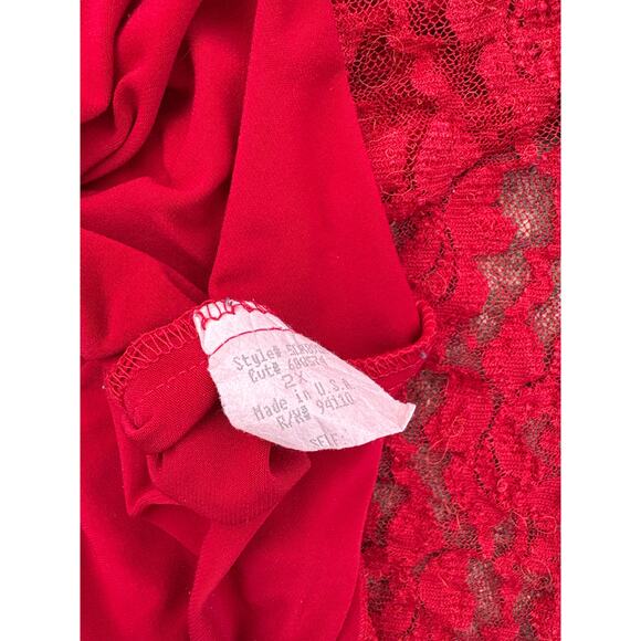 Y2K Red Lace Top Size 2X b.y.a.c.d.a. Made in USA - Picture 3 of 4